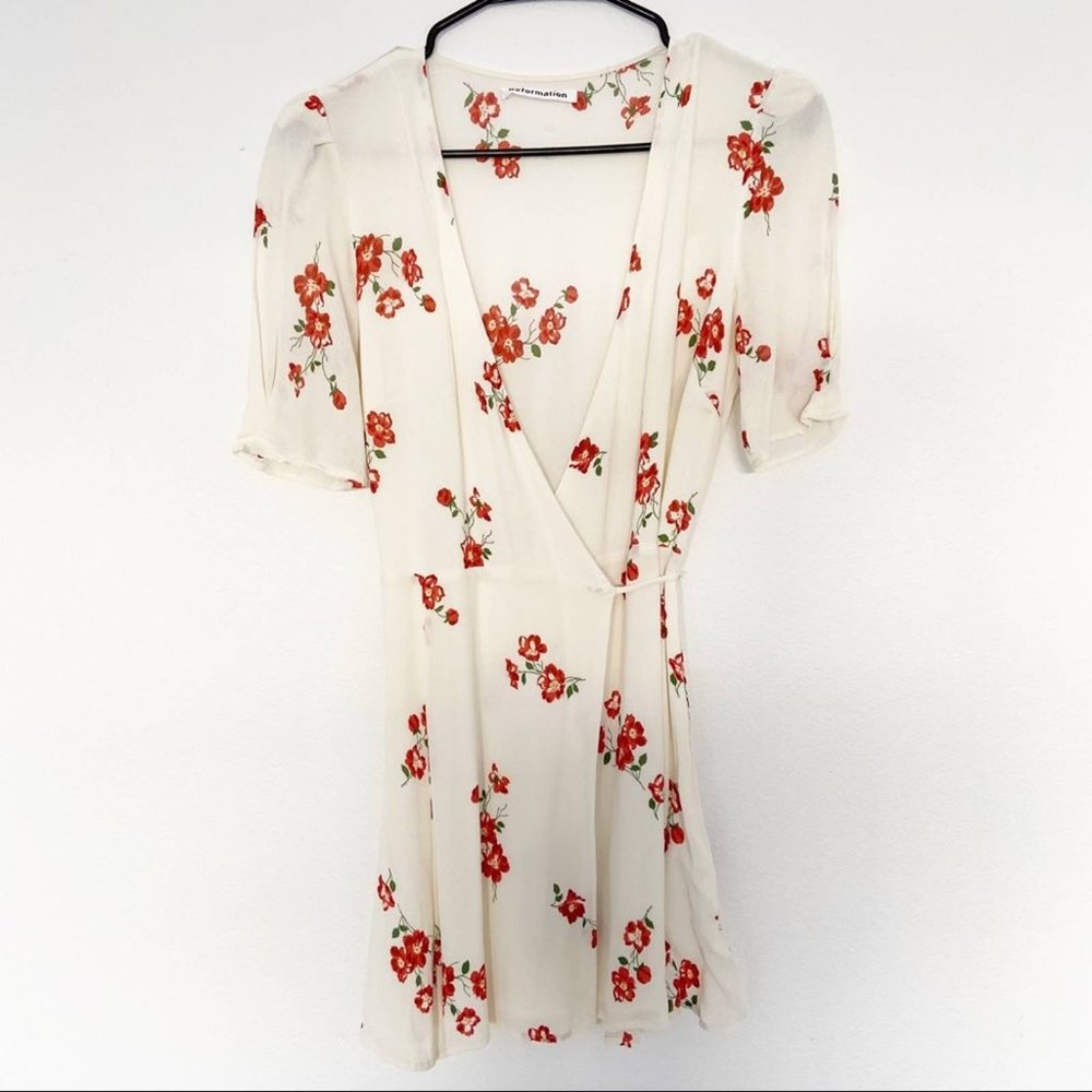 Last Chance REFORMATION Lucky Floral Dress White Size Small - Picture 2 of 8